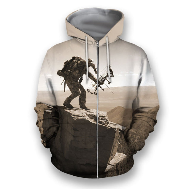 3D All Over Print Bowhunting Hoodie and Shirts-Apparel-NTT-Zip-S-Vibe Cosy™