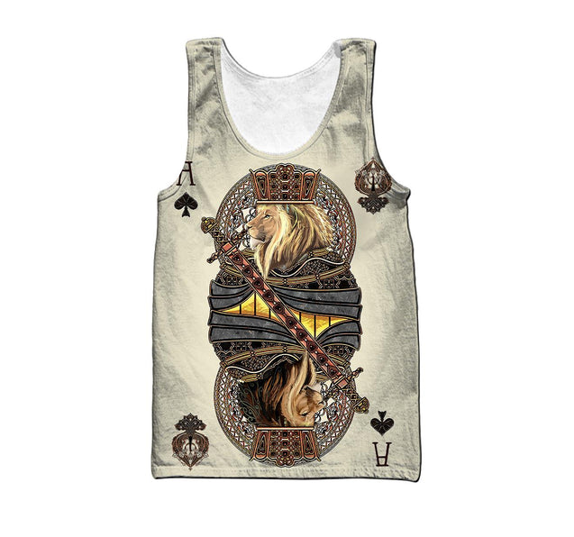 King Ace Spade Lion Poker 3D All Over Printed Unisex Shirts