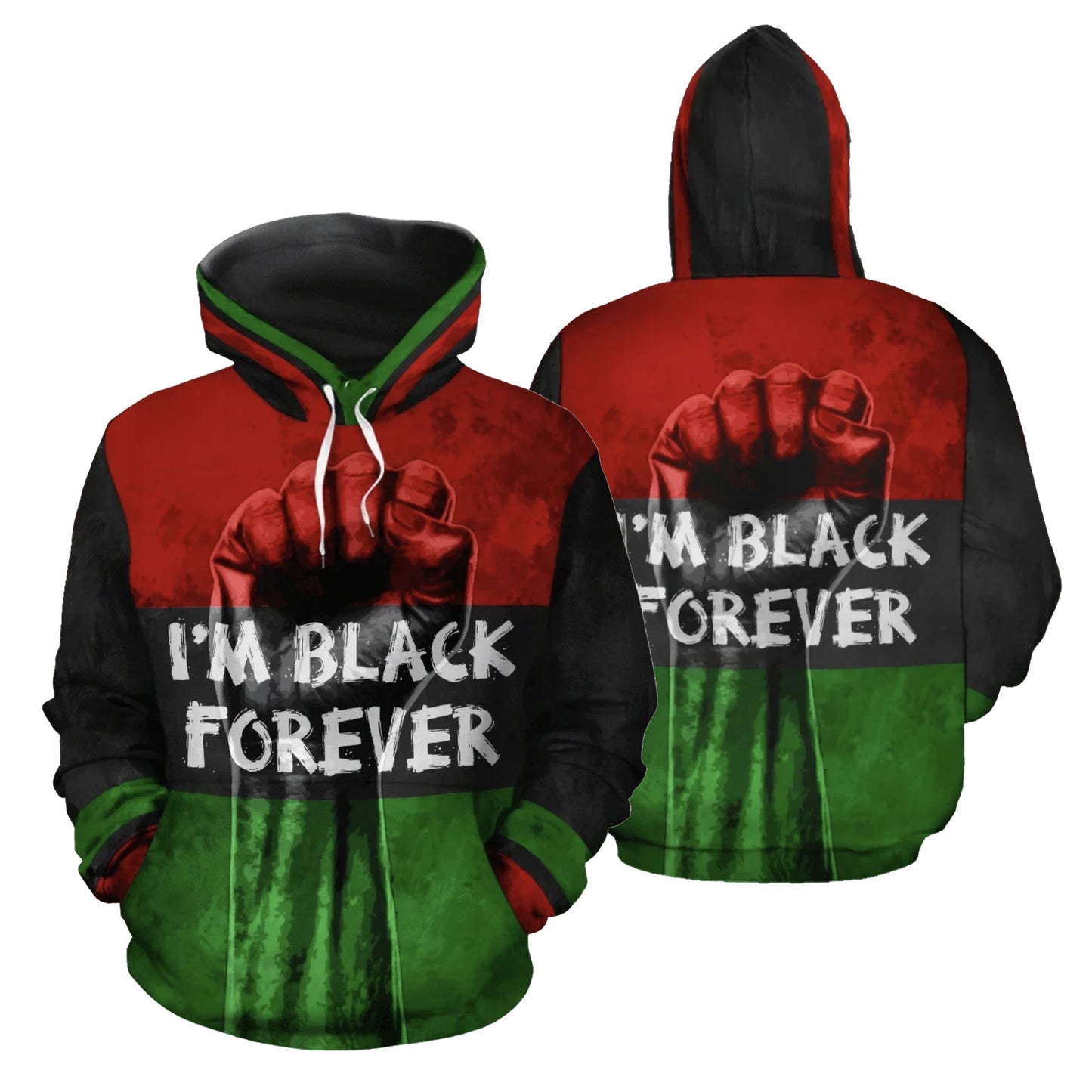 African Hoodie - African I'm Black Forever Hoodie-ALL OVER PRINT HOODIES (A)-HPArt-Women-XS-Black-Vibe Cosy™