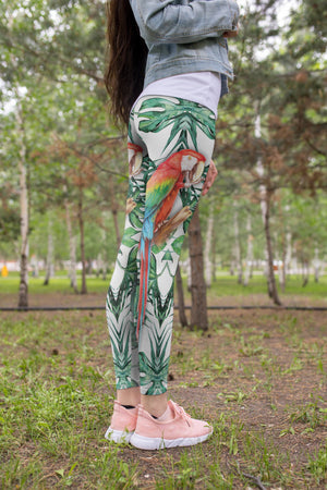 All Over Print Parrots Leggings-Apparel-HbArts-Legging-XS-Vibe Cosy™