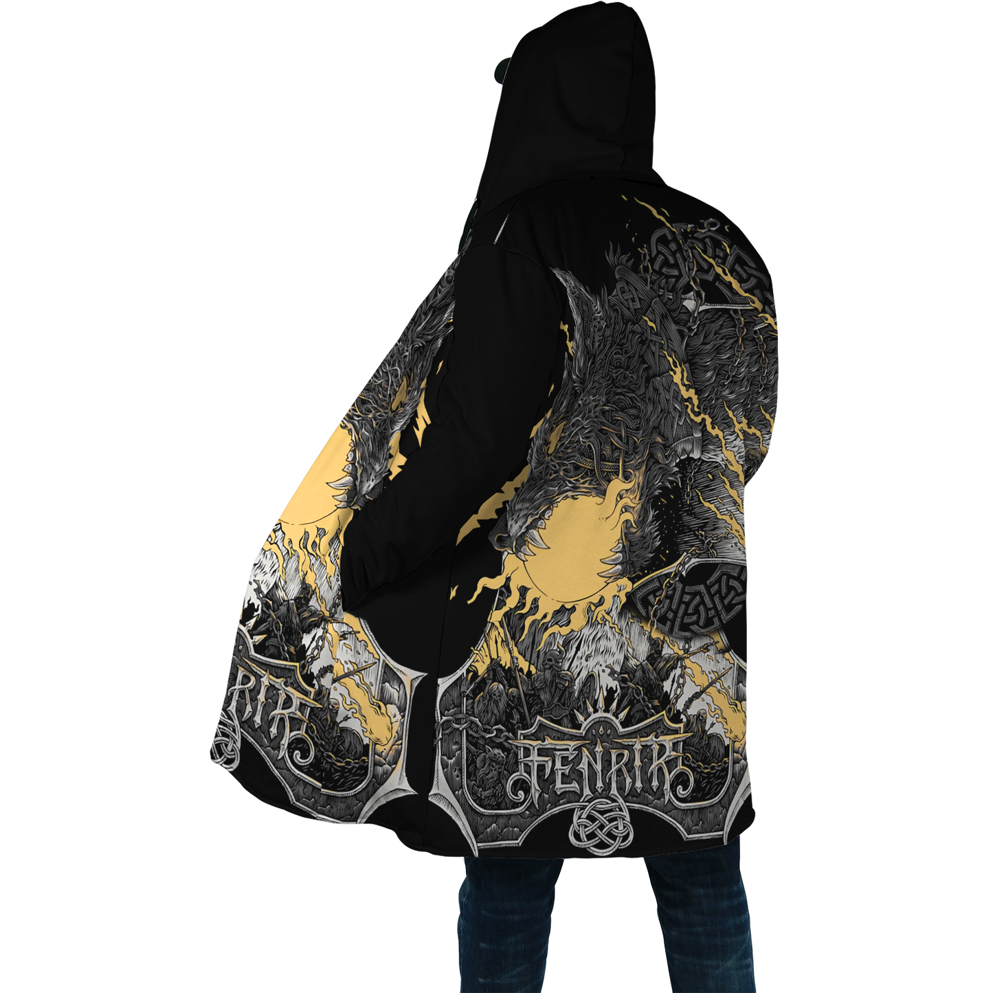 Fenrir Wolf Viking All Over Printed Unisex Deluxe Hoodie ML