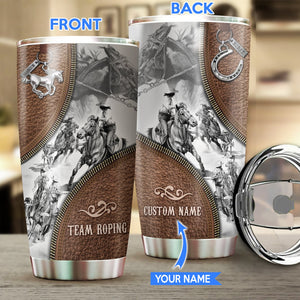 Personalized Name Bull Riding Stainless Steel Tumbler Team Roping