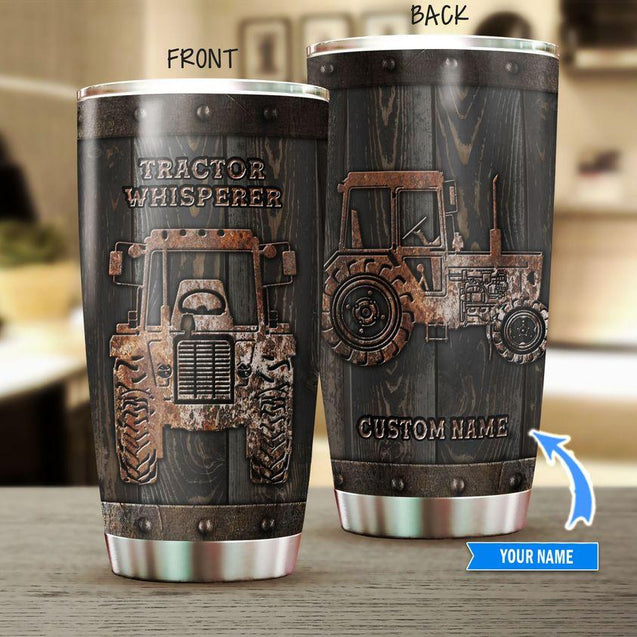 Personalized Name Farmer Stainless Steel Tumbler Tractor Whisperer