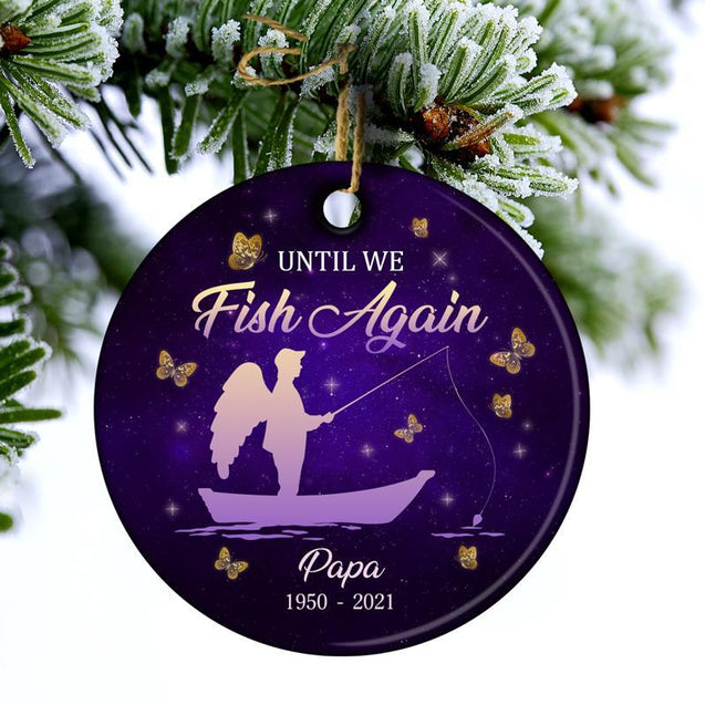 Personalized Memorial fishing Gift Purple Christmas Ornaments