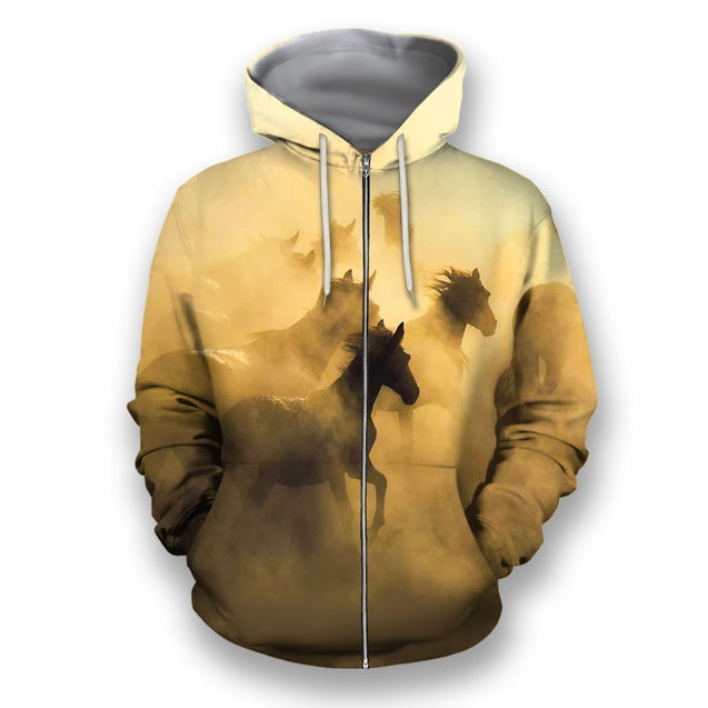 3D All Over Print Amazing Horses-Apparel-NTT-Zipped Hoodie-S-Vibe Cosy™