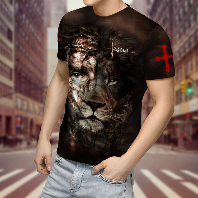 Jesus and Lion 3D All Over Printed Unisex T-Shirt