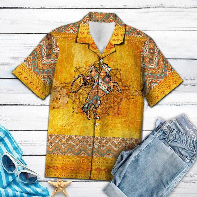 Bull Riding Tropical Hawaii Shirt Yellow