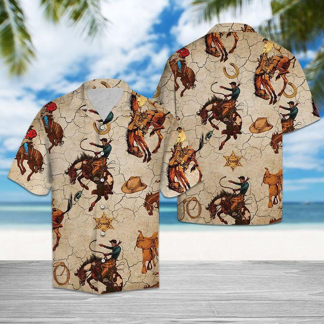 Bull Riding Tropical Hawaii Shirt Cowboy