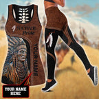 Customize Name Native American 3D All Over Printed Legging + Hollow Tank Combo