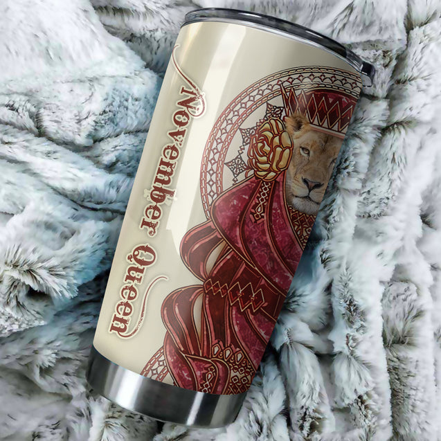 November Queen Lion Custom Name Tumbler