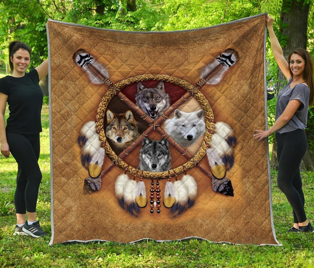 Wolf Native American 3D Full Printing Soft and Warm Quilt