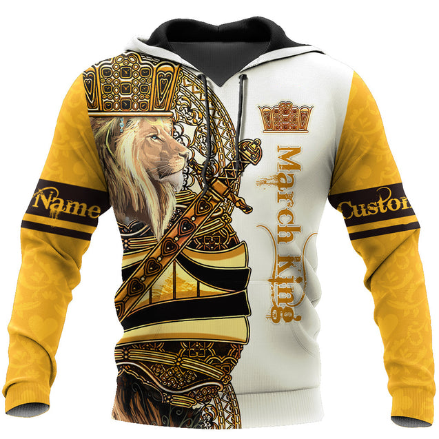 Custom Name March King Lion 3D All Over Printed Unisex Shirts