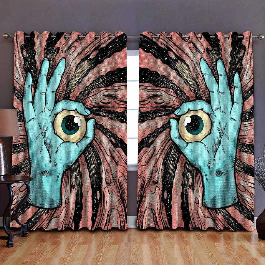 Hippie Eyes On The Hand Curtains DQB07232003-TQH-Curtains-TQH-52'' x 63''-Vibe Cosy™