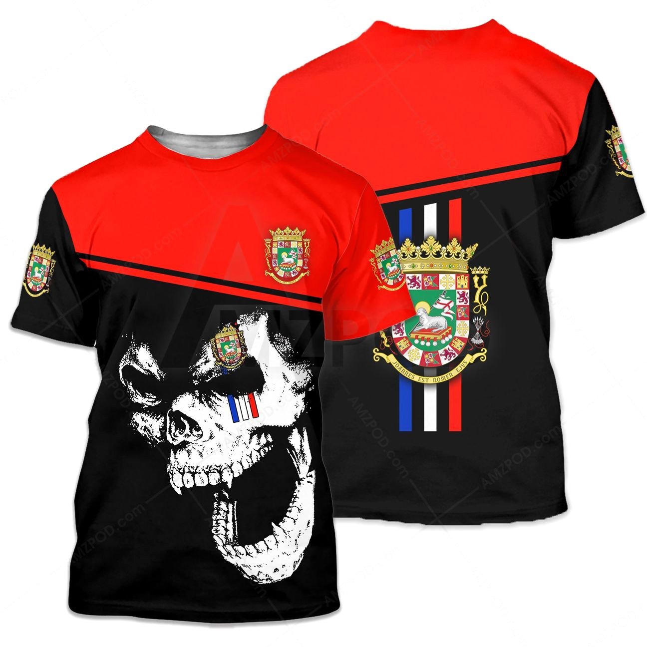 Puerto Rico Fabulous Skulls Shirt TQH20061803-Apparel-TQH-T-Shirts-S-Vibe Cosy™