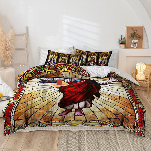 JESUS QUILT BEDDING SET TH20061503-BEDDING SETS-TQH-Twin-Vibe Cosy™