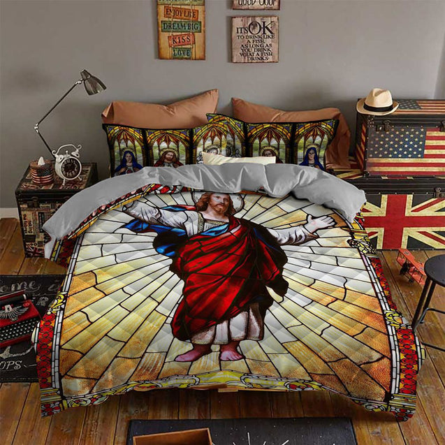 JESUS QUILT BEDDING SET TH20061503-BEDDING SETS-TQH-Twin-Vibe Cosy™