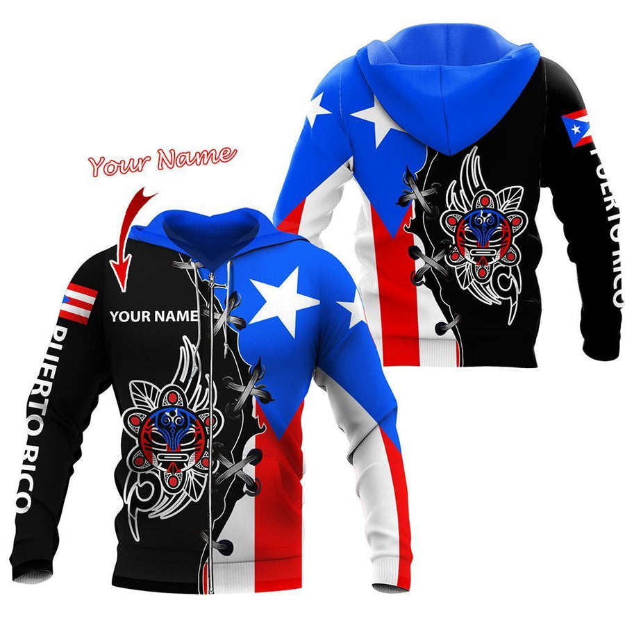 Puerto Rico Sol Taino Tribal Customize Name Shirts For Men And Women TQH20062203-Apparel-TQH-Hoodie-S-Vibe Cosy™