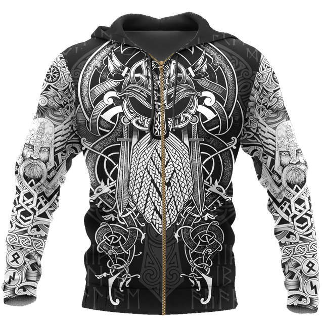 Vikings - Odin Tatoo Style - Amaze Style™-ALL OVER PRINT HOODIES