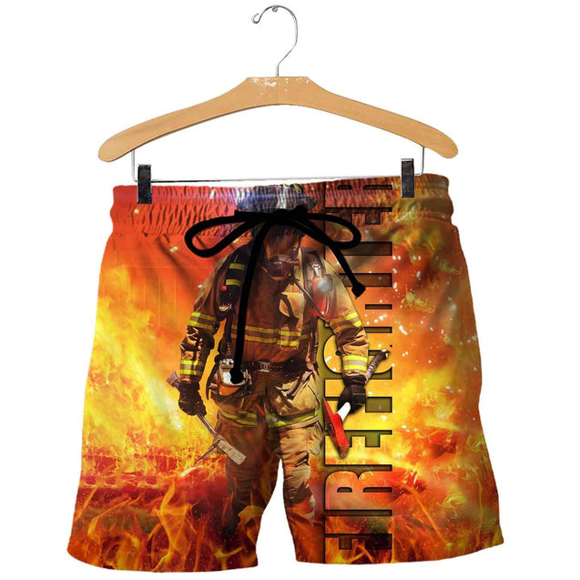 Brave Firefighter 3D All Over Printed Shirts-Apparel-HP Arts-SHORTS-S-Vibe Cosy™