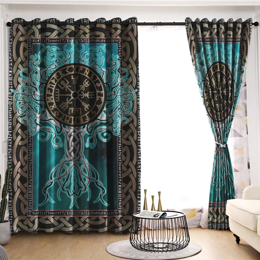 Yggdrasil Viking Blackout Thermal Grommet Window Curtains-Curtains-HP Arts-52'' x 63''-Vibe Cosy™