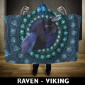 Viking Hooded Blanket - Raven Viking PL096-HOODED BLANKETS (P)-PL8386-Hooded Blanket - .-Youth 60"x45"-Vibe Cosy™