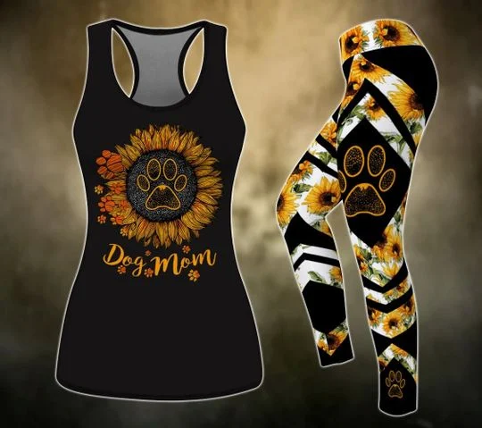 Sun Flower Dog COMBO TANK+LEGGING Outfit for women PL100402-Apparel-PL8386-S-S-Vibe Cosy™