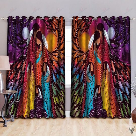 Native American Girl 3D All Over Printed Window Curtain Home Decor