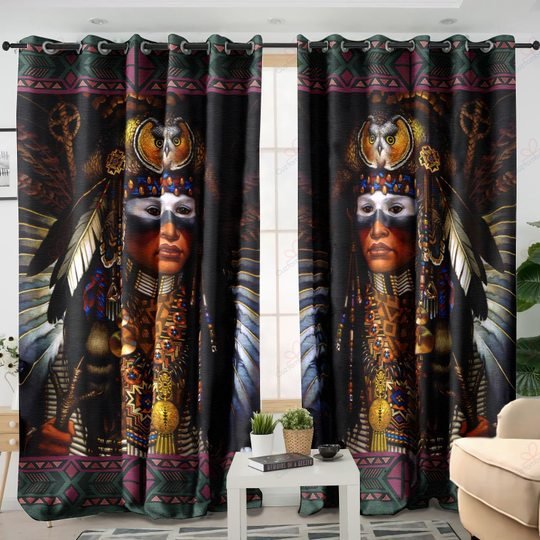 Native American Girl Warriors 3D All Over Printed Window Curtain Home Decor