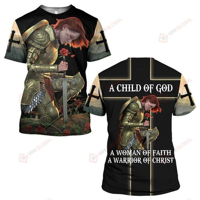 A CHILD OF GOD A WOMAN OF FAITH A WARRIOR OF CHRIST ALL OVER PRINTED SHIRTS-Apparel-HP Arts-T-Shirt-S-Vibe Cosy™