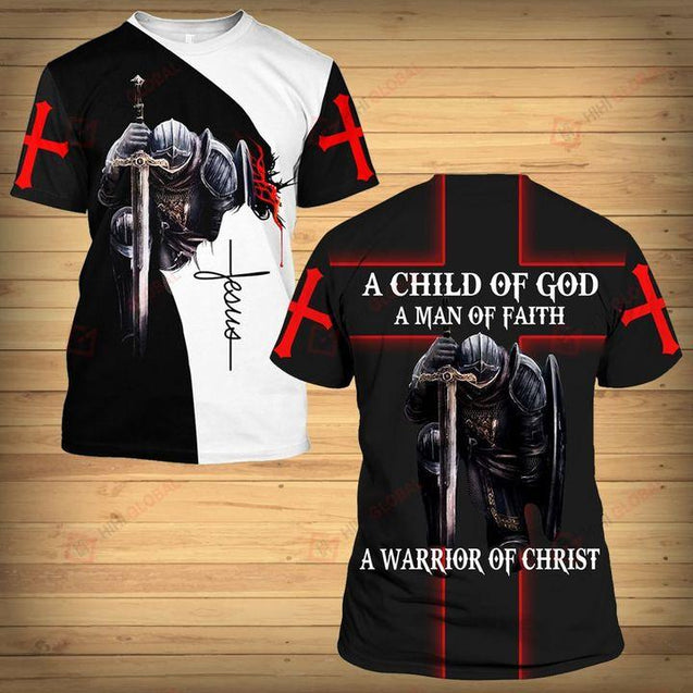 A CHILD OF GOD A MAN OF FAITH A WARRIOR OF CHRIST KNIGHT CHRISTIAN ALL OVER PRINTED SHIRTS - Amaze Style™-Apparel