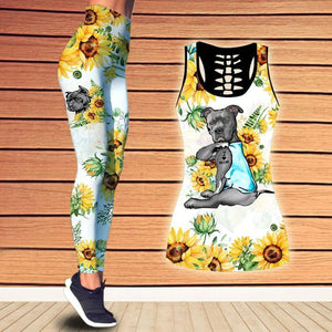 Pitbull Sunflower Combo Tank + Legging TA032014-Apparel-TA-S-S-Vibe Cosy™