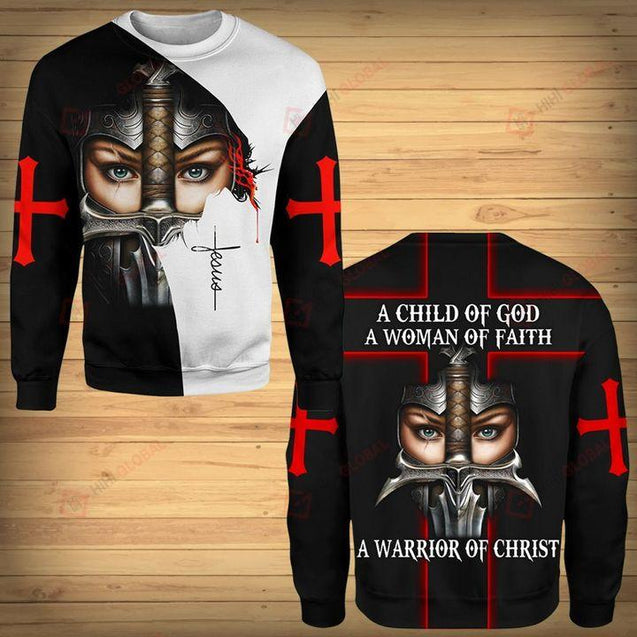 A CHILD OF GOD A WOMAN OF FAITH A WARRIOR OF CHRIST JESUS ALL OVER PRINTED SHIRTS - Amaze Style™-Apparel