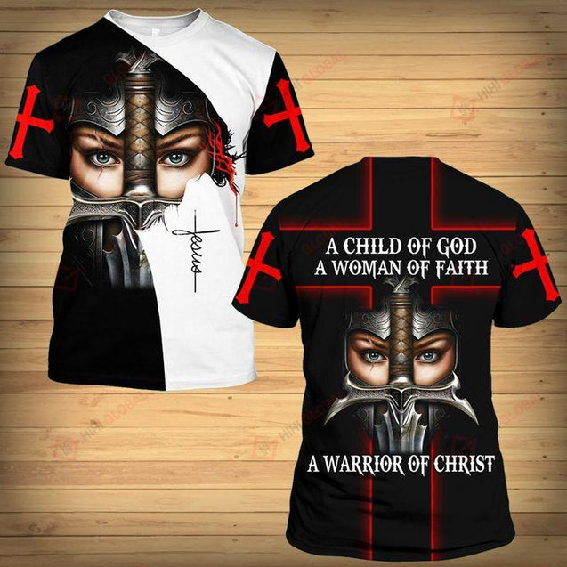 A CHILD OF GOD A WOMAN OF FAITH A WARRIOR OF CHRIST JESUS ALL OVER PRINTED SHIRTS - Amaze Style™-Apparel