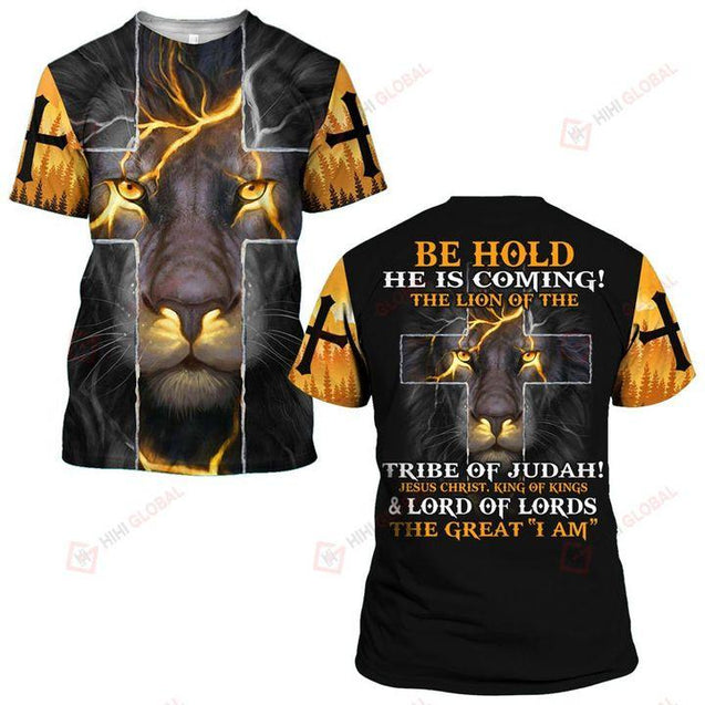 BE HOLD HE IS COMING THE LION OF THE TRIBE OF JUDAH THE GREAT I AM ALL OVER PRINTED SHIRTS-Apparel-HP Arts-T-Shirt-S-Vibe Cosy™