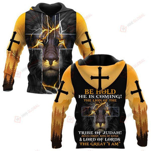 BE HOLD HE IS COMING THE LION OF THE TRIBE OF JUDAH THE GREAT I AM ALL OVER PRINTED SHIRTS-Apparel-HP Arts-Hoodie-S-Vibe Cosy™