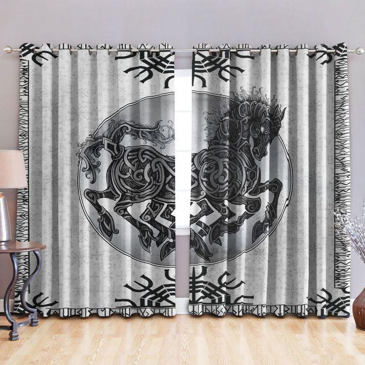 Horse Viking Blackout Thermal Grommet Window Curtains-Curtains-HP Arts-52'' x 63''-Vibe Cosy™