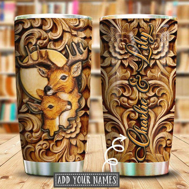 Personalized Name Deer Stainless Steel Tumbler Dear Couple