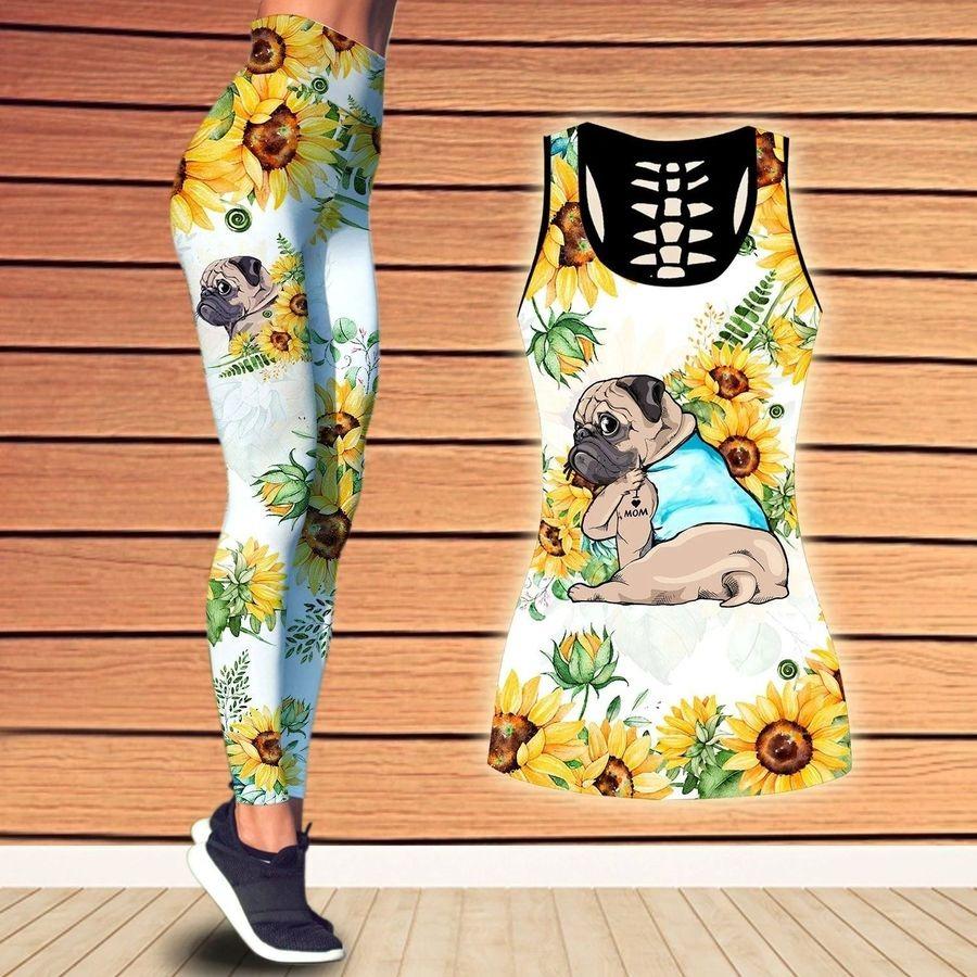 Pug Dog Sunflower Combo Tank + Legging TA033007-Apparel-TA-S-S-Vibe Cosy™