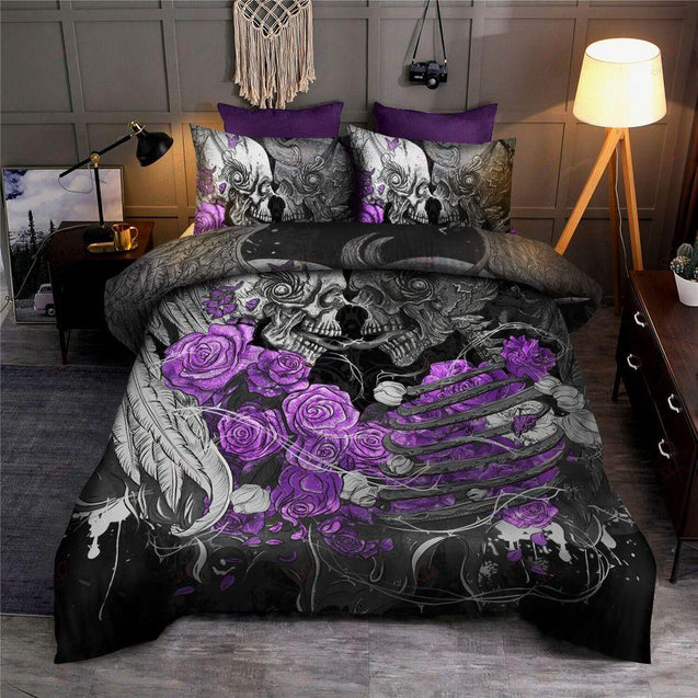 Eternal Skull Love Purple Roses SU120603-Quilt-SUN-King-Vibe Cosy™