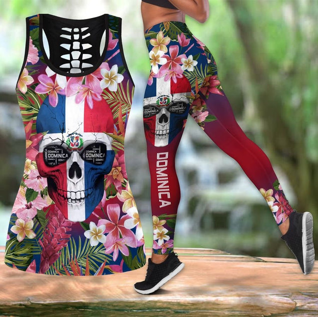 Dominican Republic Flower Combo Tank Top + Legging TA07252004-Apparel-TA-S-S-Vibe Cosy™