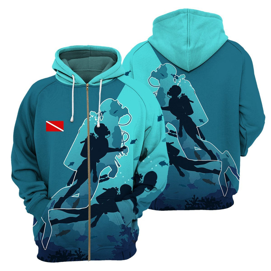 Scuba Diving No Text - 3D All Over Printed Shirt-ALL OVER PRINT HOODIES-HP Arts-Hoodie-S-Vibe Cosy™