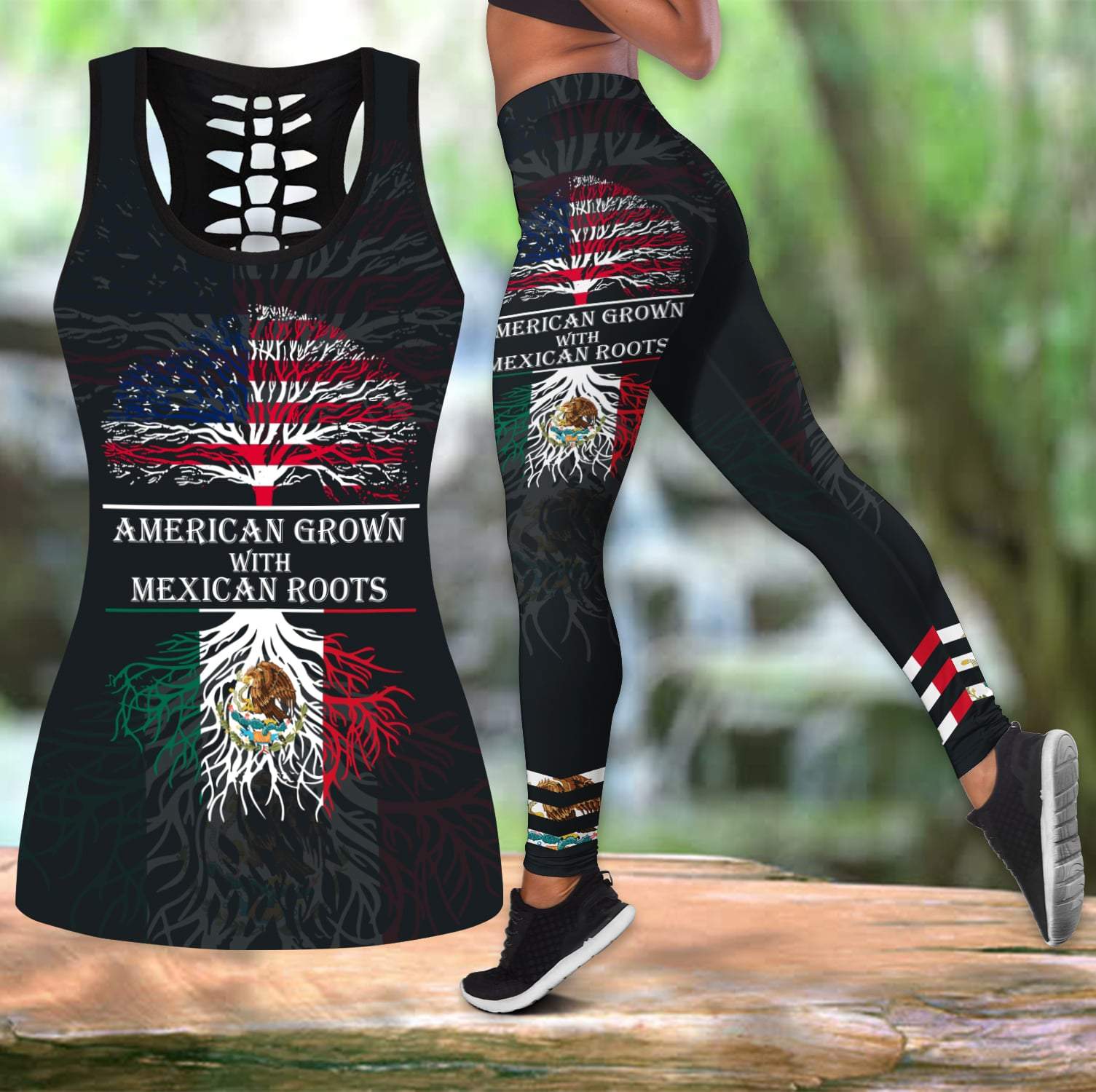 American Grown With Mexican Roots Combo Tank Top + Legging QB06112003