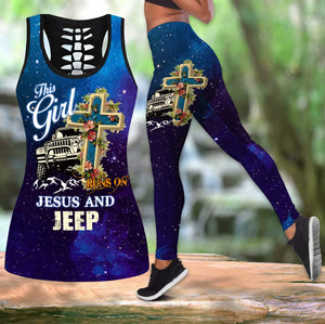 This Girl Runs On Jesus And Jeep Combo Tank Top + Legging DQB09052001