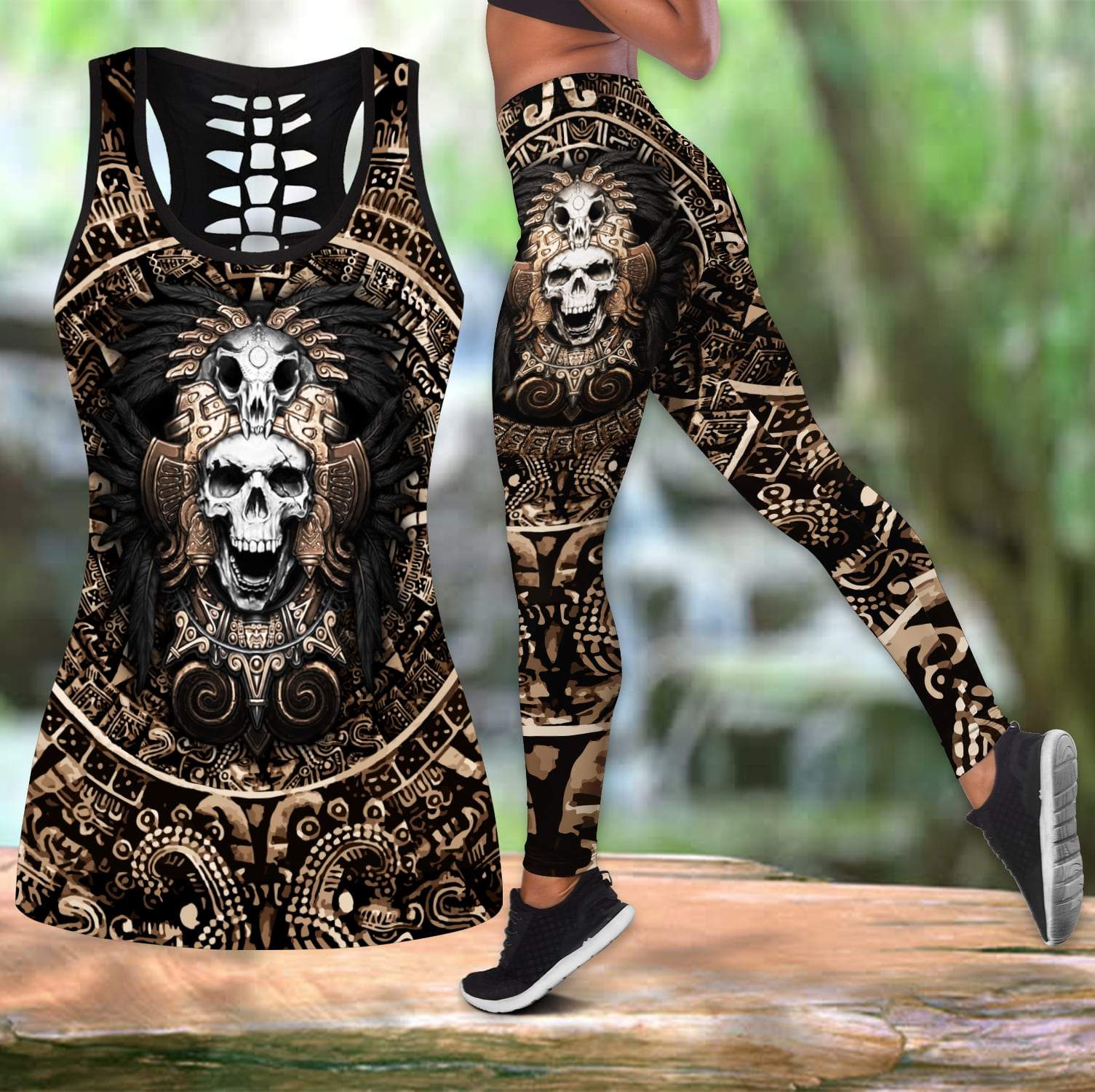 Mexican Aztec Warrior Combo Tank Top + Legging QB07022005-Apparel-TA-S-S-Vibe Cosy™