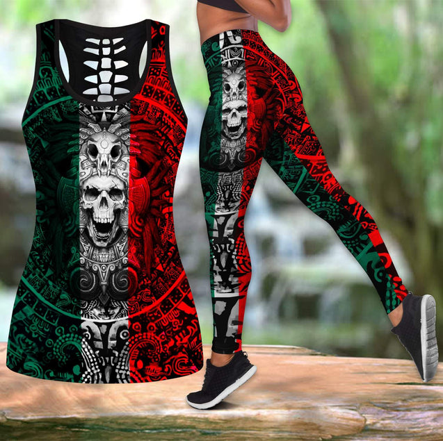 Mexican Aztec Warrior Combo Tank Top + Legging QB07032001S-Apparel-TA-S-S-Vibe Cosy™