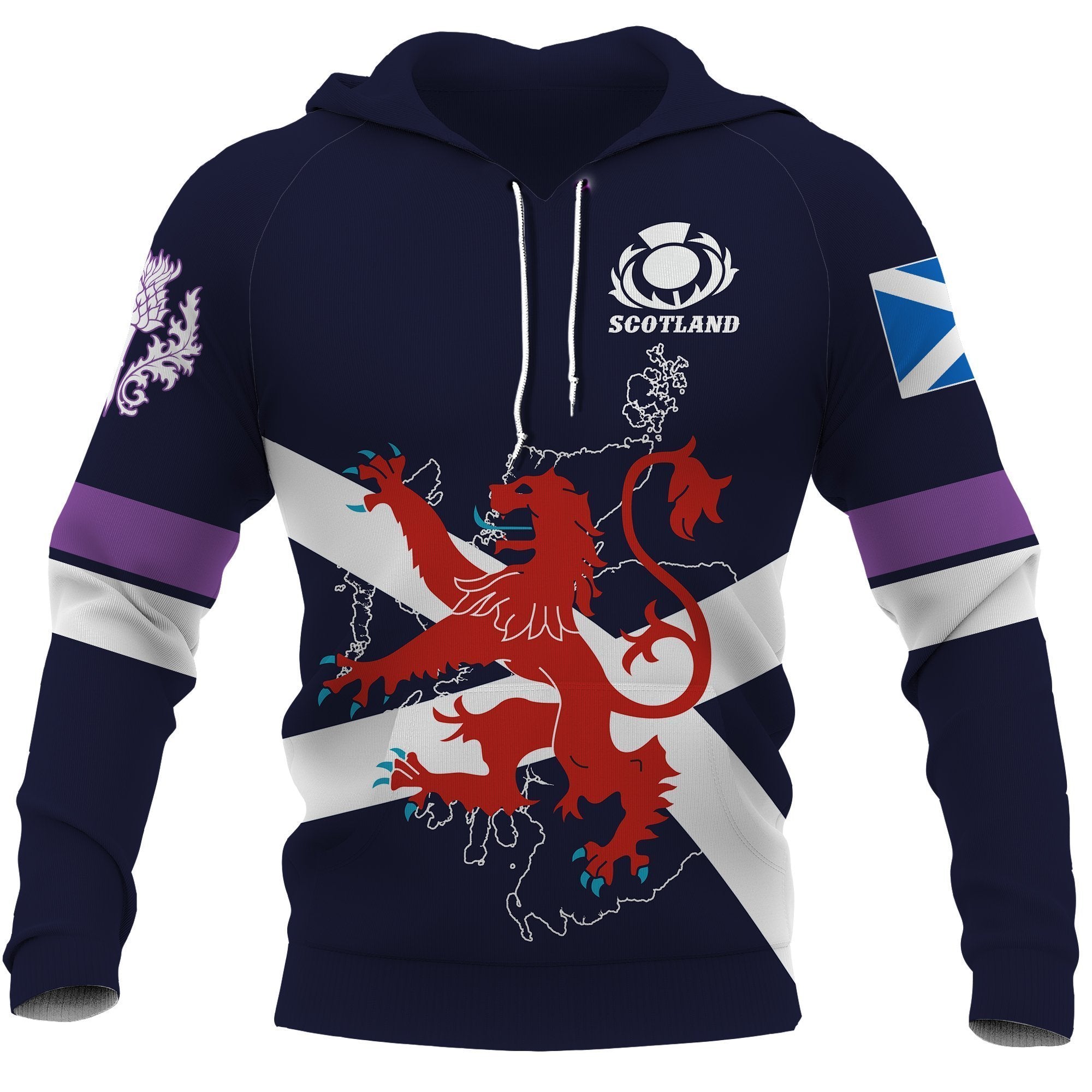 Scotland Lion Rampant with Thistle Hoodie-Apparel-HD09-Hoodie-S-Vibe Cosy™