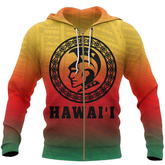 Hawaii King Kamehameha Hoodie - AH - J9-Apparel-Phaethon-Zipped Hoodie-S-Vibe Cosy™