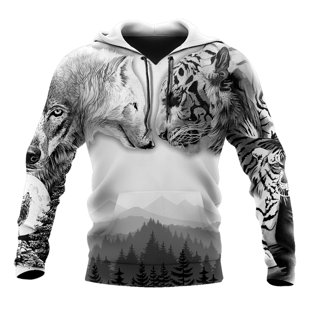 Wolf and tiger 3d hoodie shirt for men and women AM102034