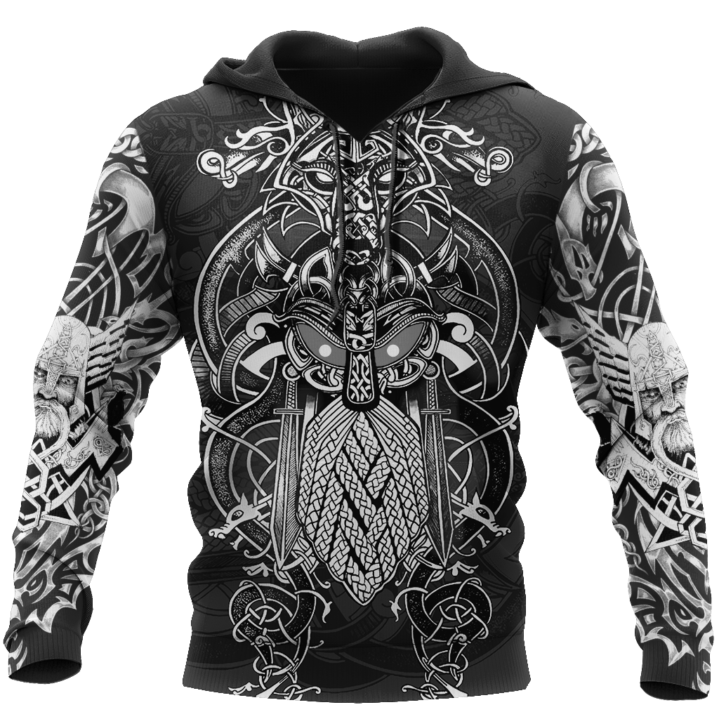 Odin Viking Tattoo Style Pullover-Apparel-HP Arts-Hoodie-S-Vibe Cosy™