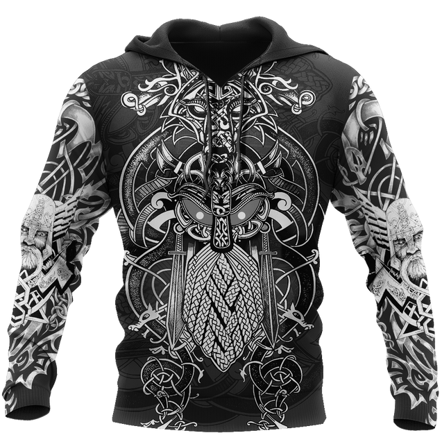 Odin Viking Tattoo Style Pullover-Apparel-HP Arts-Hoodie-S-Vibe Cosy™